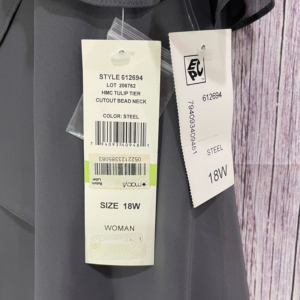 Grey Sleeveless Tiered Ruffled Beaded Dress Women's Size 18W S.L. Fashions #5003 - Picture 10 of 15